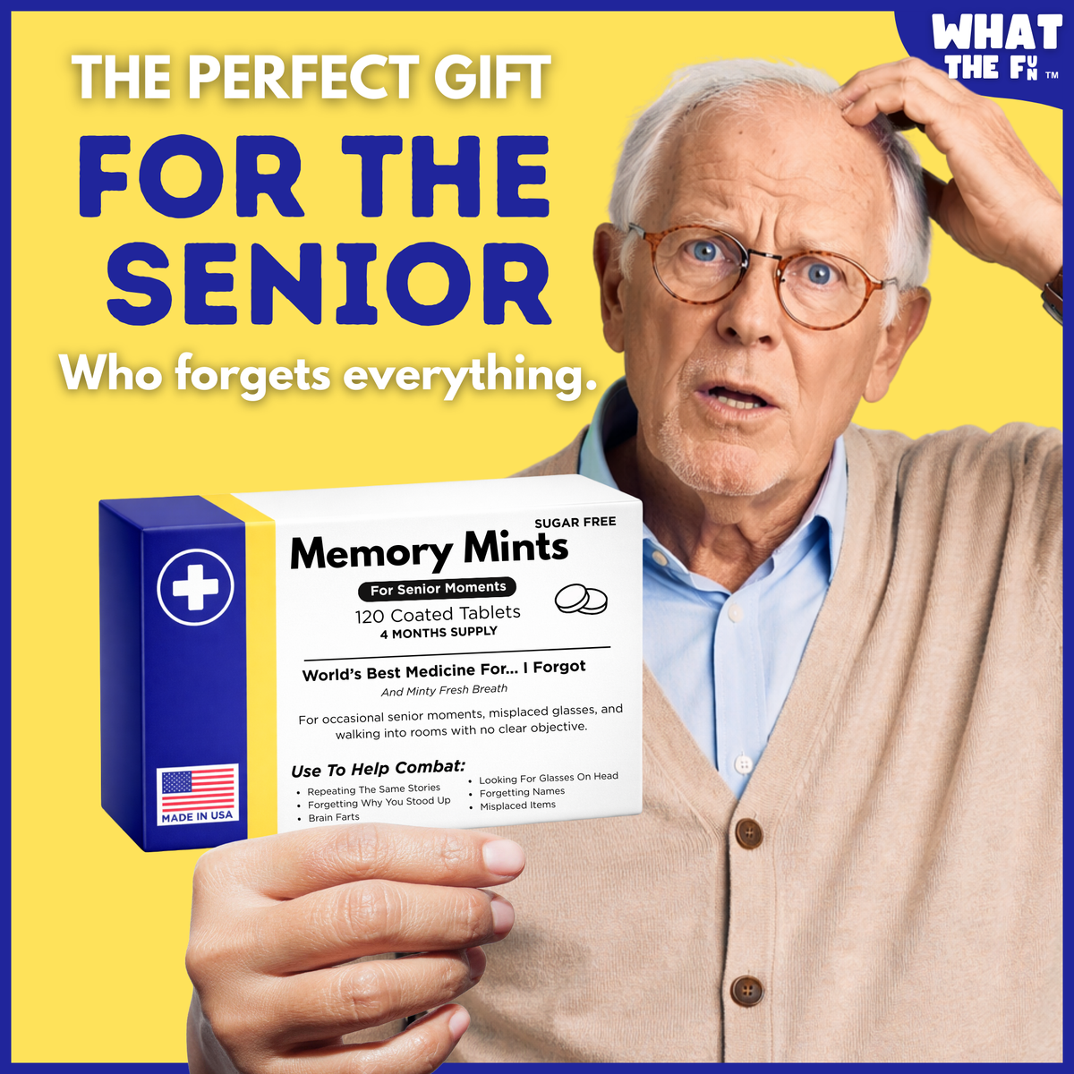 Funny Memory Gift, Memorymints, 120 Sugar-Free Mints, Senior Gag Gift