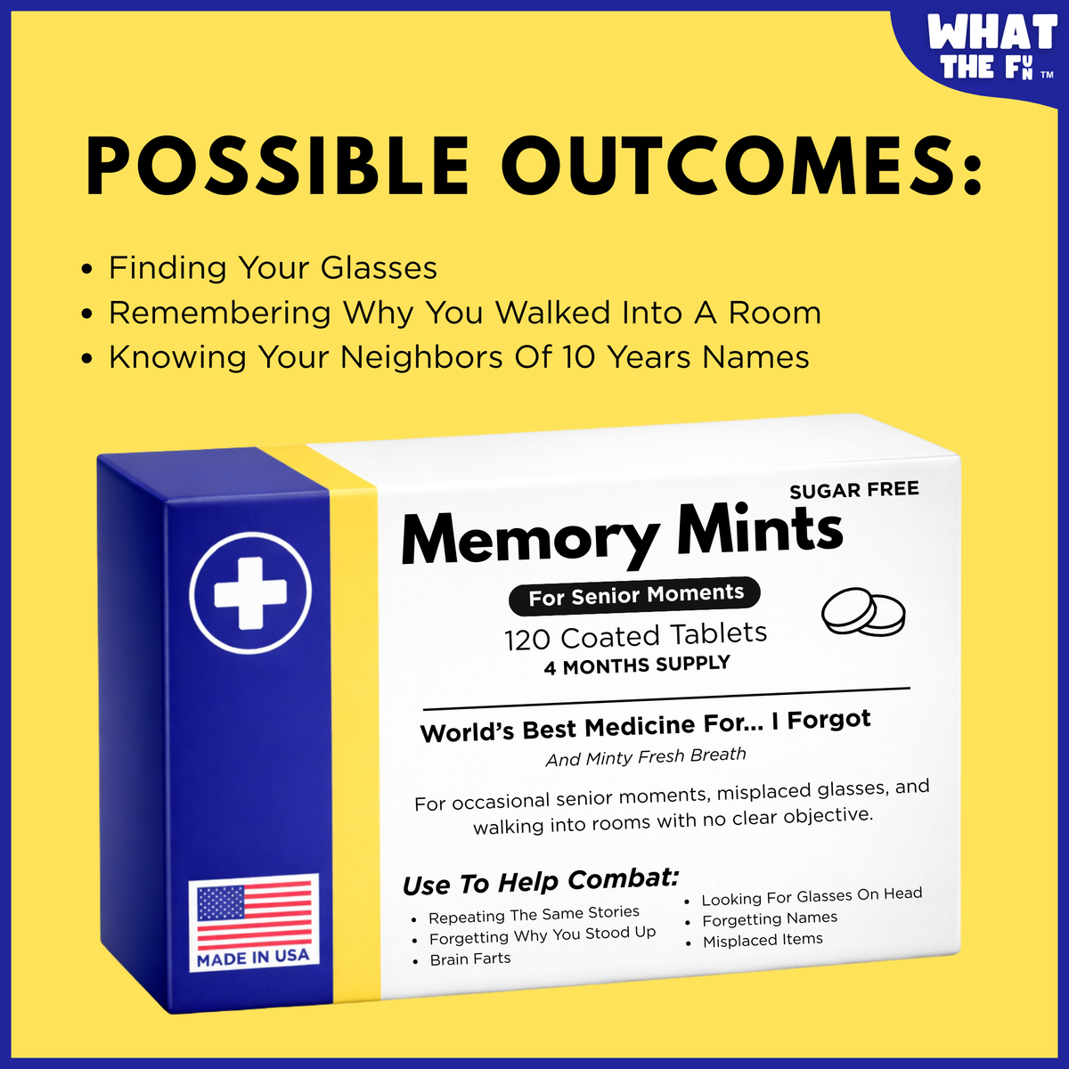 Funny Memory Gift, Memorymints, 120 Sugar-Free Mints, Senior Gag Gift