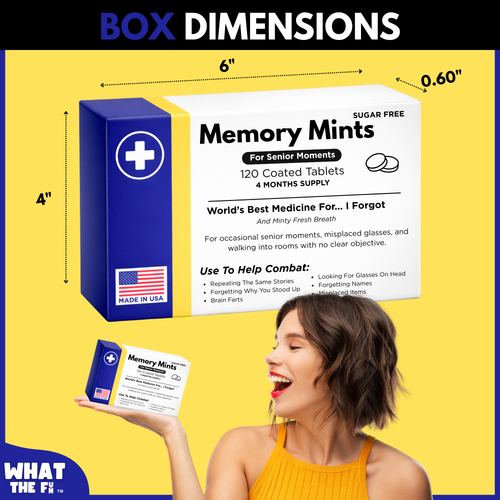 Funny Memory Gift, Memorymints, 120 Sugar-Free Mints, Senior Gag Gift
