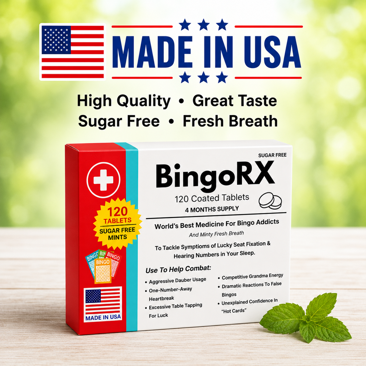 Funny Bingo Gag Gift, BingoRX 120 Sugar-Free Mints, Made in USA